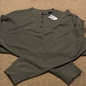 Chaps Champion Sage Green Long Sleeve Henley
